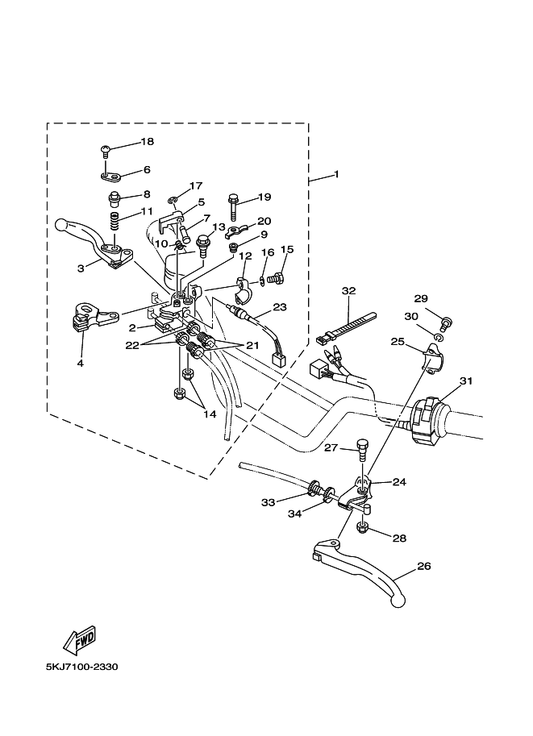 Yamaha 3FA-26466-00 . Ring, Snap — shown on the Handle Switch & Lever parts diagram
