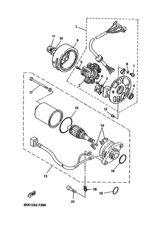 Yamaha 93104-19097 . Oil Seal — shown on the Generator parts diagram
