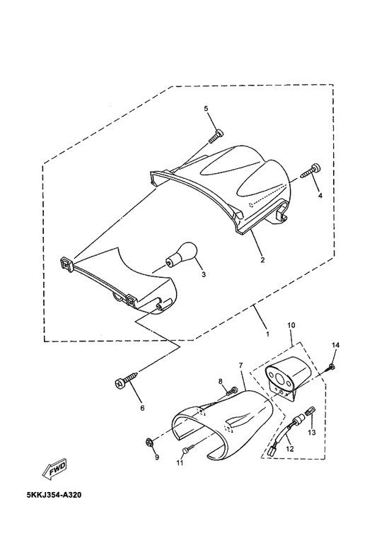 Yamaha 5AD-H4700-00 Taillight Assy — shown on the Taillight parts diagram