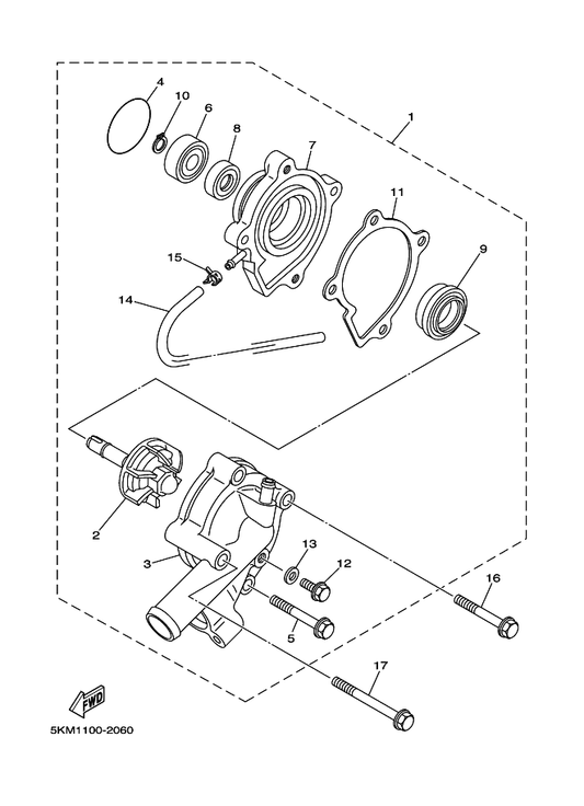 Yamaha 5KM-12420-10 Water Pump Assy — shown on the Water Pump parts diagram