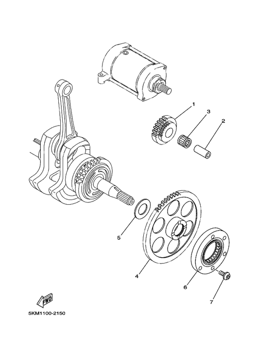 Yamaha 4KB-15590-00 Starter One-Way Assy — shown on the Starter Clutch parts diagram
