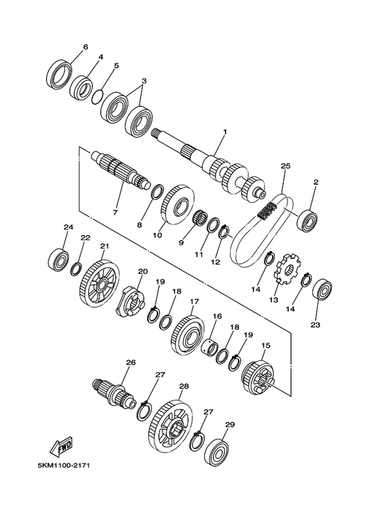 Yamaha 5KM-17285-00 Clutch, Dog — shown on the Transmission parts diagram