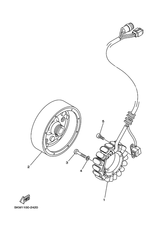 Yamaha 5KM-81450-11 Rotor Assy — shown on the Generator parts diagram