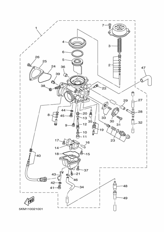 Yamaha 5GH-14261-00 . Holder — shown on the Carburetor parts diagram