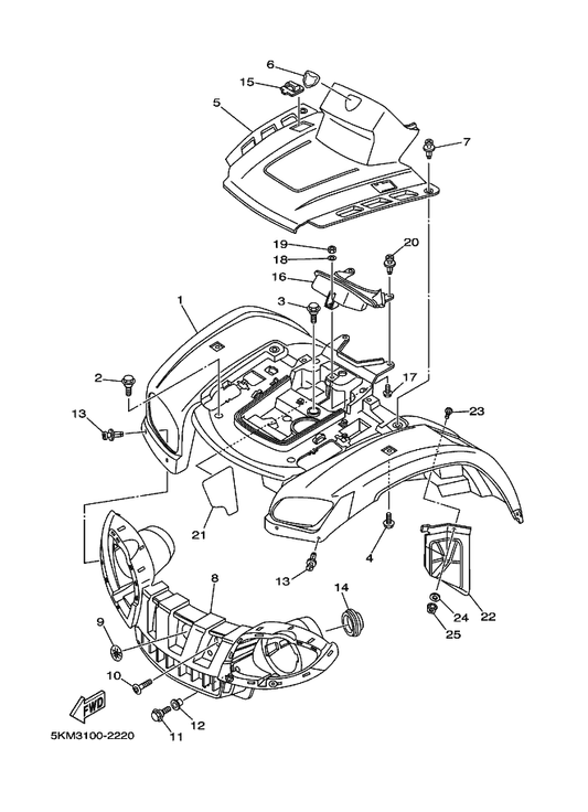 Yamaha 5KM-21575-00 Seal 1 — shown on the Front Fender parts diagram