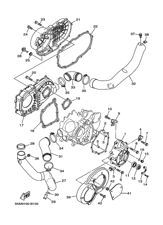 Yamaha 5KM-15494-00 Seal, Protector — shown on the Crankcase Cover 1 parts diagram