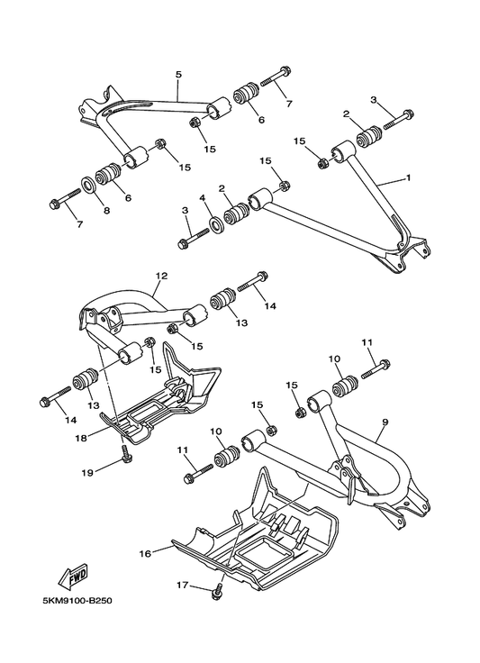 Yamaha 5KM-2217N-00 Arm 2 — shown on the Rear Arm parts diagram