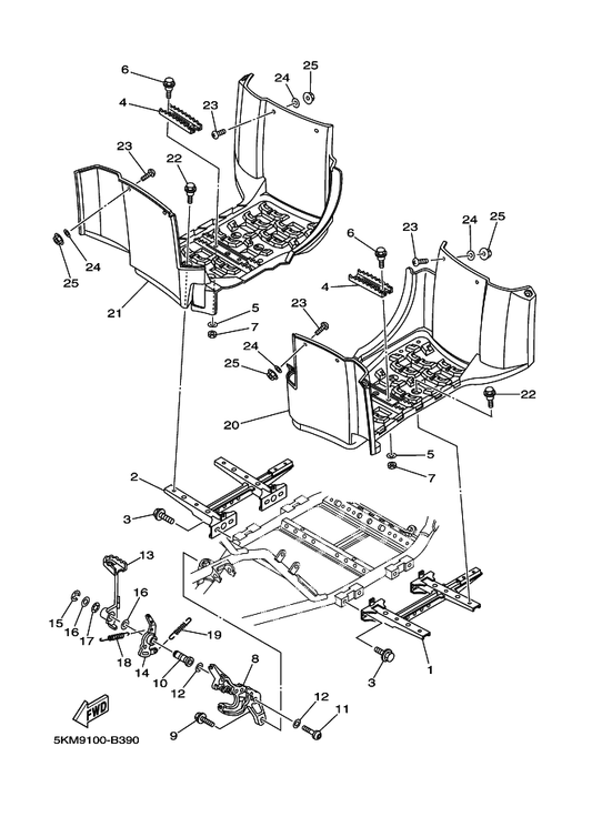 Yamaha 5KM-27453-01 Cover 1 — shown on the Stand & Footrest parts diagram