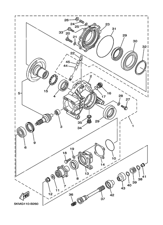 Yamaha 5KM-46212-00 . Boss, 1 — shown on the Drive Shaft parts diagram