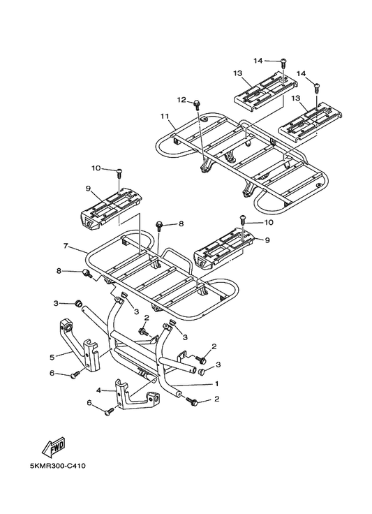 Yamaha 5KM-24842-30 Carrier, Rear — shown on the Guard parts diagram