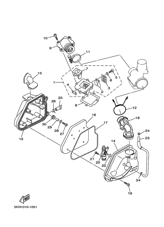 Yamaha 90450-32081 Hose Clamp Assy — shown on the インテーク parts diagram