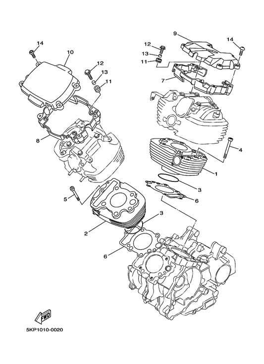 Yamaha 4VR-11192-00 Cover, Cylinder Head 2 — shown on the Cylinder parts diagram