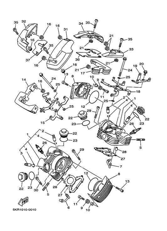 Yamaha 5KR-11102-00 Cylinder Head Assy — shown on the Cylinder Head parts diagram