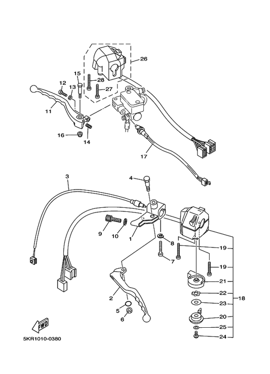 Yamaha 2W1-83922-00 Lever 2 — shown on the Handle Switch & Lever parts diagram