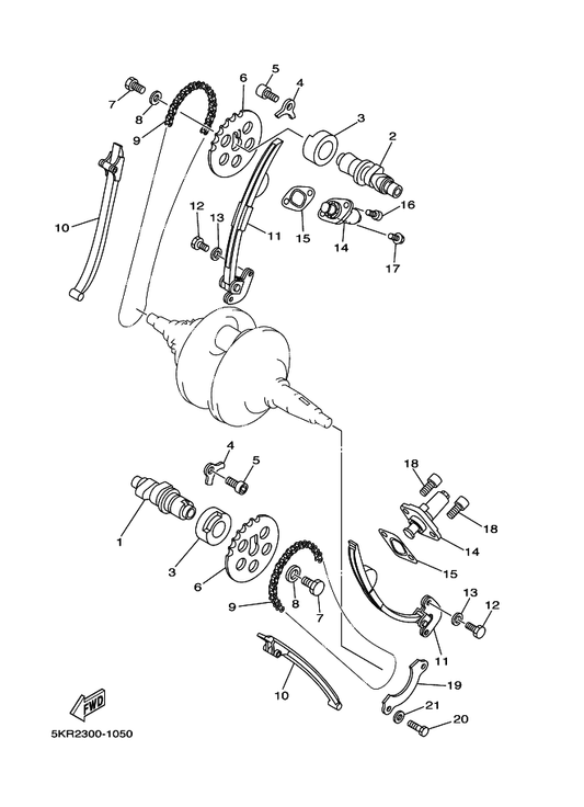 Yamaha 5JX-12241-00 Guide, Stopper 2 — shown on the Camshaft & Chain parts diagram