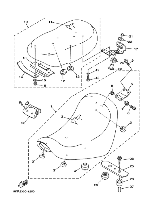 Yamaha 5EL-2475N-00 Bracket — shown on the Seat parts diagram