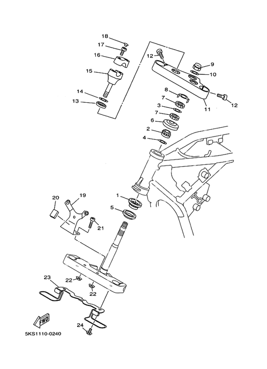 Yamaha 4VR-W2341-10 Crown, Handle — shown on the Steering parts diagram