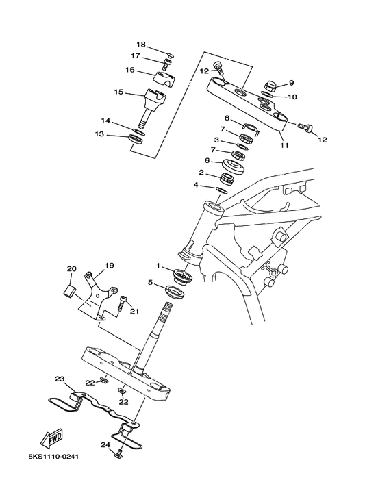 Yamaha 5KS-25886-00 Holder, Brake Hose — shown on the Steering parts diagram