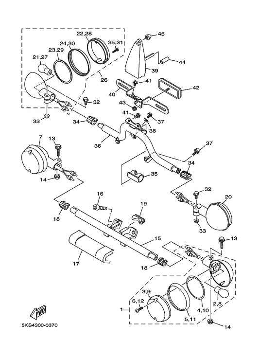 Yamaha 5KS-84703-10 Bracket — shown on the Flasher Light parts diagram