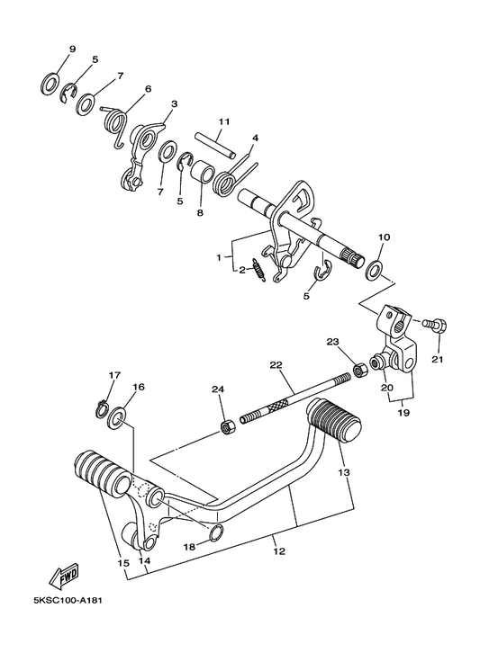 Yamaha 90508-32535 Spring, Torsion — shown on the Shift Shaft parts diagram