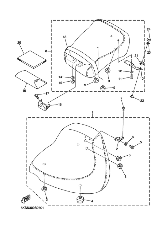 Yamaha 5KS-2475N-00 Bracket — shown on the Seat parts diagram