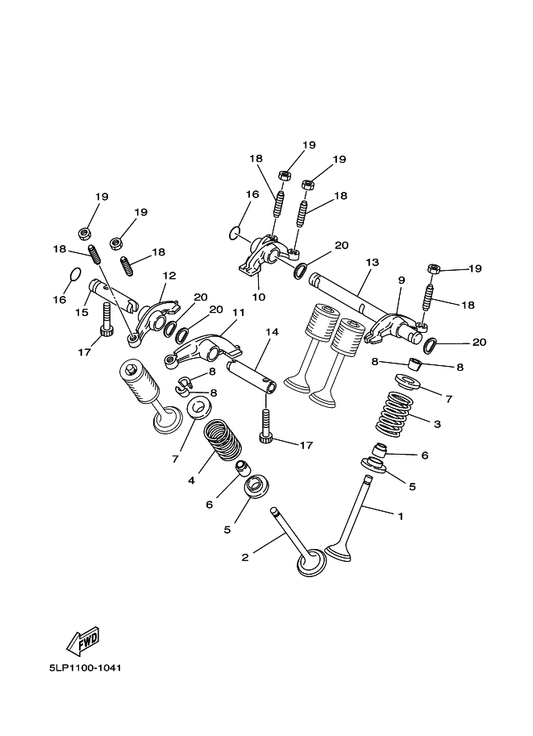 Yamaha 3YF-12117-01 Retainer, Valve Spring — shown on the Valve parts diagram