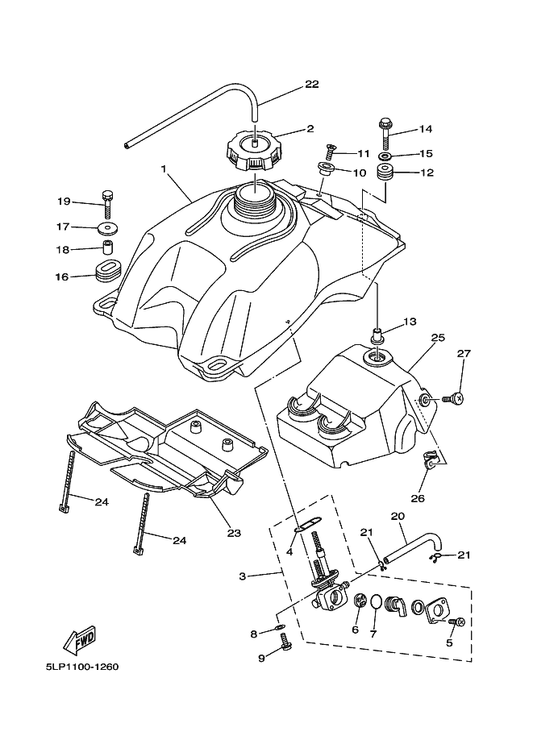 Yamaha 90119-06073 Bolt, With Washer — shown on the Fuel Tank parts diagram
