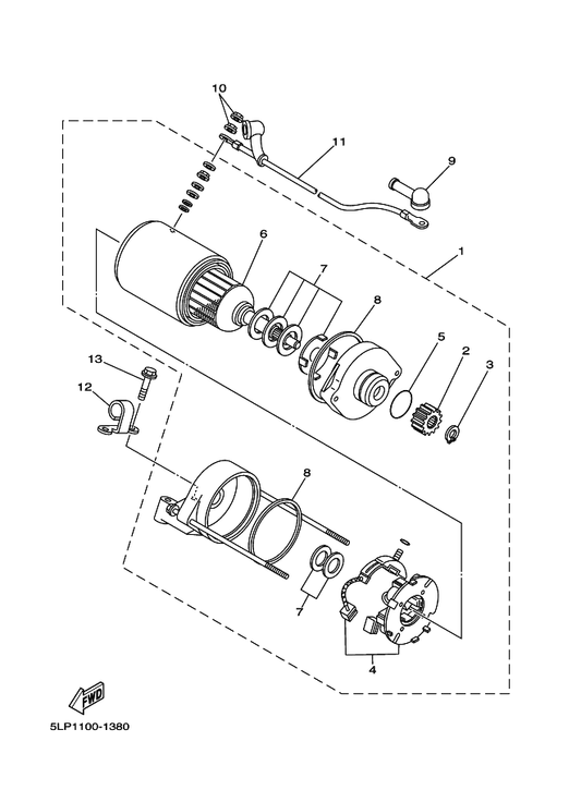 Yamaha 3XF-81815-00 Cord, Starter Motor — shown on the Starting Motor parts diagram