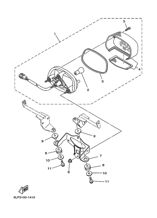 Yamaha 5LP-84700-00 Taillight Assy — shown on the Taillight 2 parts diagram