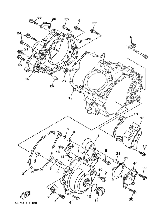 Yamaha 90340-36121 Plug, Straight Screw — shown on the Crankcase Cover 1 parts diagram