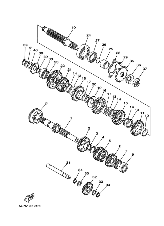 Yamaha 93306-30535 Bearing — shown on the Transmission parts diagram