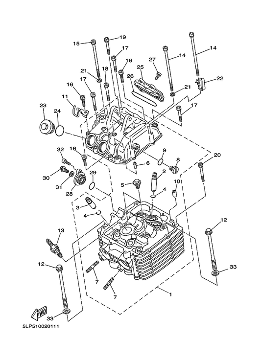 Yamaha 90105-09648 Bolt, Flange — shown on the Cylinder Head parts diagram