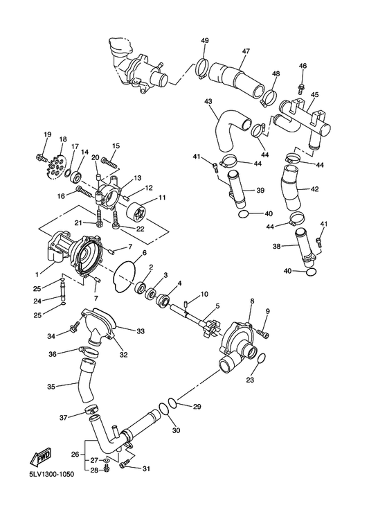 Yamaha 95817-06045 Bolt, Flange — shown on the Water Pump parts diagram