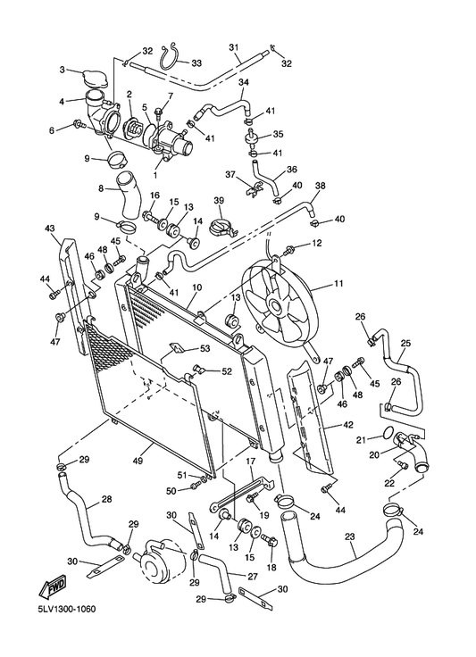 Yamaha 93210-23787 O-Ring — shown on the Radiator & Hose parts diagram