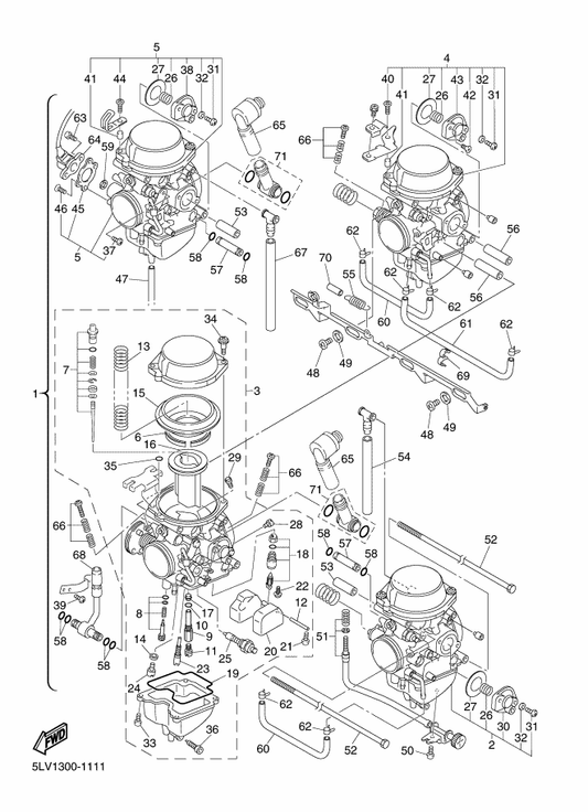 Yamaha 4KM-14107-15 . . Needle Valve Set — shown on the Carburetor parts diagram