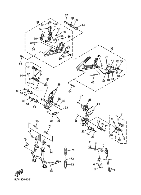 Yamaha 90201-06042 . Washer, Plate — shown on the Stand & Footrest parts diagram