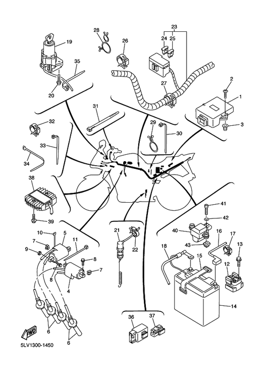 Yamaha 5LV-82305-00 Ignitor Unit Assy — shown on the Electrical 1 parts diagram