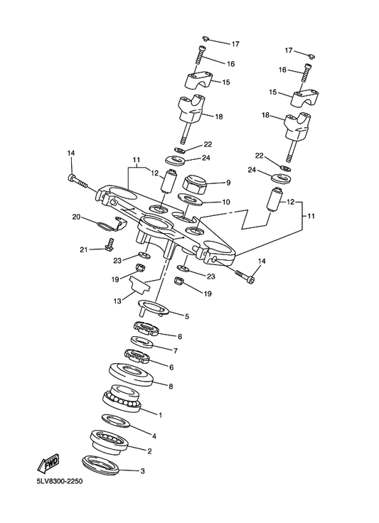 Yamaha 5LV-23442-01 Holder, Handle Lower — shown on the Steering parts diagram