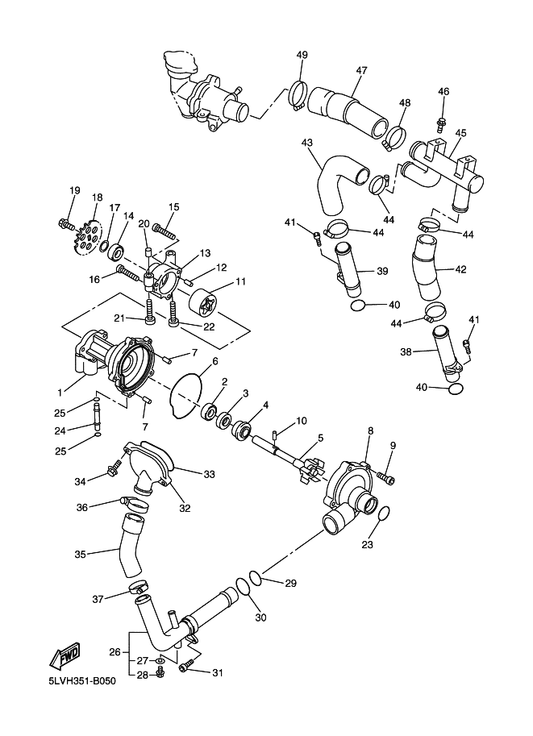 Yamaha 93603-12007 . Pin, Dowel — shown on the Water Pump parts diagram