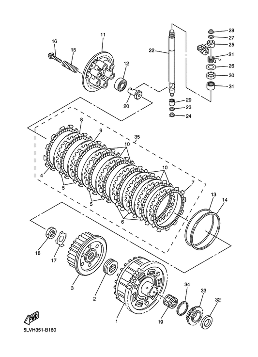 Yamaha 93310-228S5 Bearing — shown on the Clutch parts diagram