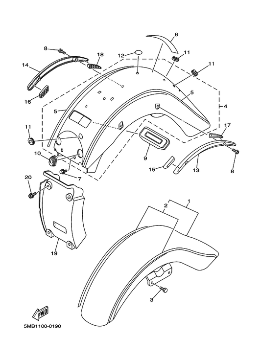 Yamaha 4WM-21541-00 Damper 1 — shown on the Fender parts diagram