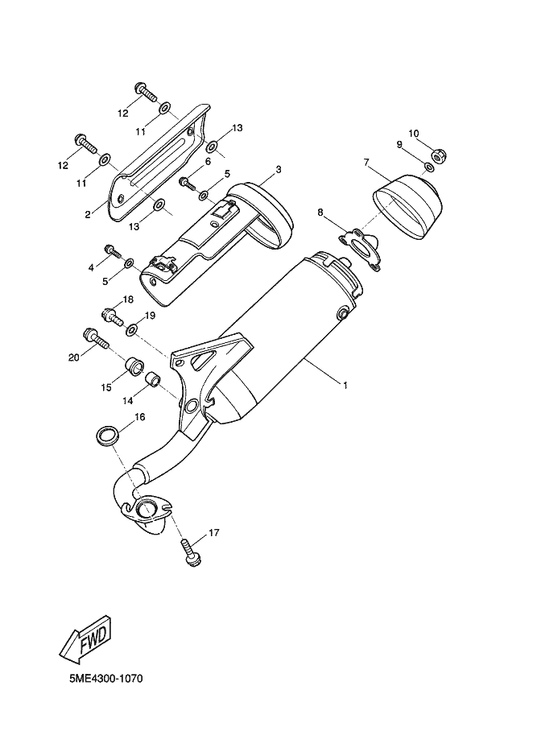 Yamaha 4VP-E4718-00 Protector, Muffler 1 — shown on the Exhaust parts diagram