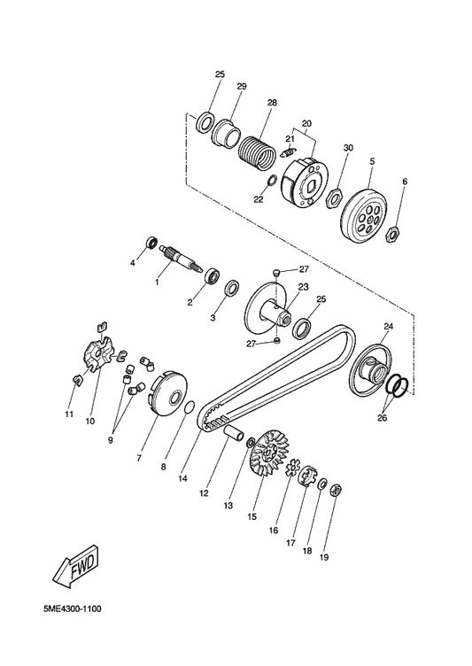 Yamaha 4CW-17653-10 Slider — shown on the Clutch parts diagram