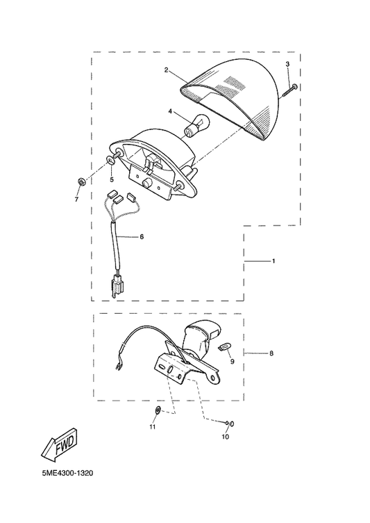 Yamaha 5BR-H472F-00 . Lens, Licence Light — shown on the Taillight parts diagram