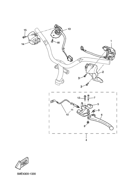 Yamaha 5BR-H3940-00 Starter Assy — shown on the Handle Switch & Lever parts diagram