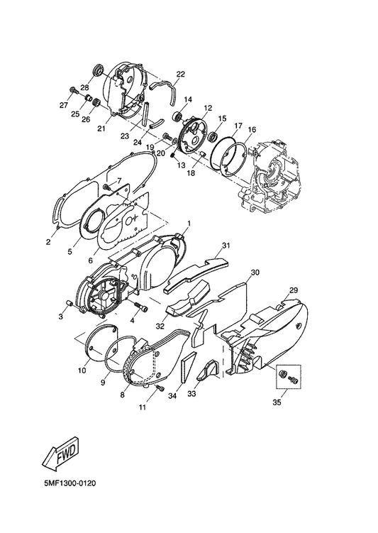 Yamaha 98980-06020 . Screw, Bind — shown on the Crankcase Cover 1 parts diagram