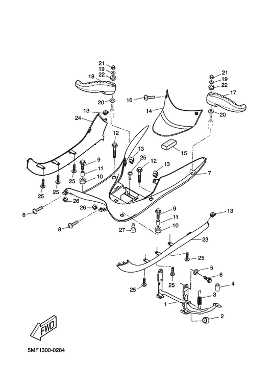 Yamaha 90202-15X00 Washer, Plate — shown on the Stand & Footrest parts diagram