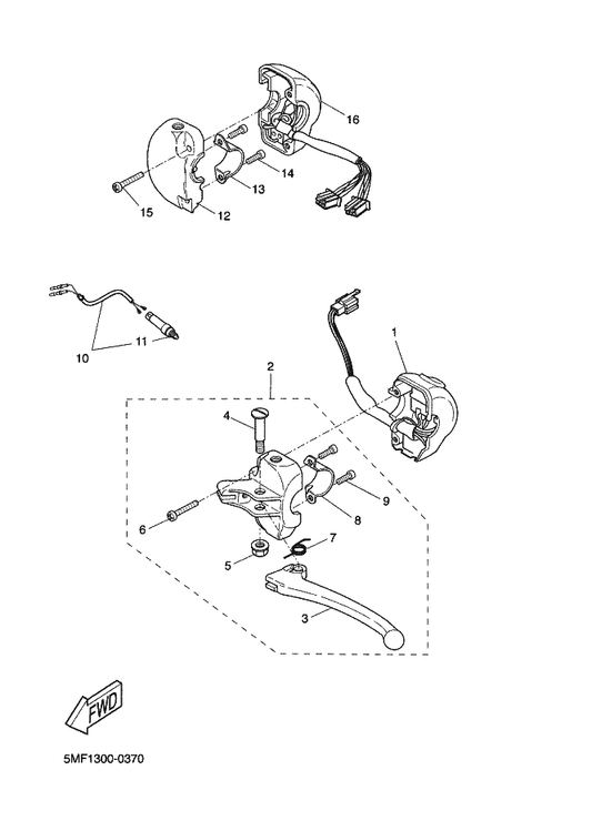Yamaha 5DS-H3912-01 . Lever 1 — shown on the Handle Switch & Lever parts diagram