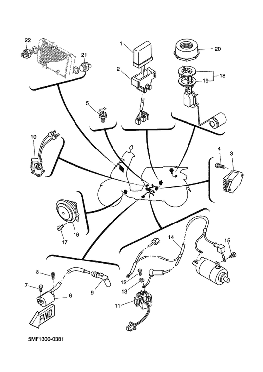 Yamaha 2KG-83371-00 Horn — shown on the Electrical 1 parts diagram