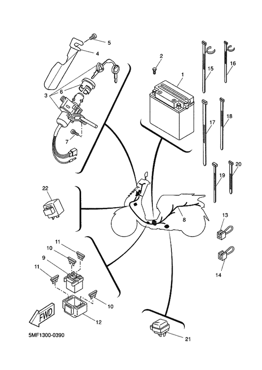 Yamaha 5DS-H2155-00 . Band — shown on the Electrical 2 parts diagram